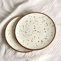 stylemyway Ribbed Ceramic Quarter Plates with Brown Speckles (7 inches, Off White) | Quarter Plate-picture-19