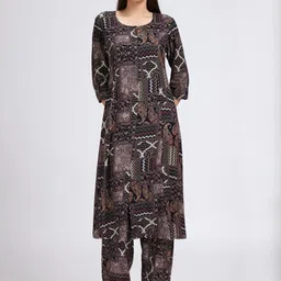 COTTON CULTURE Women Ethnic Motifs Printed Regular Kurta with Trousers-picture-28