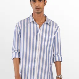 Eszett Oxford Striped Spread Collar Cotton Shirt-picture-46
