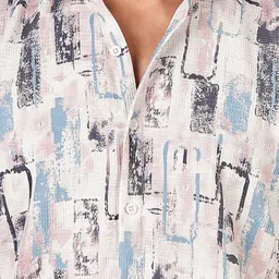 bs blue squad Men's Regular Fit Geometric Printed Casual Shirt image 4