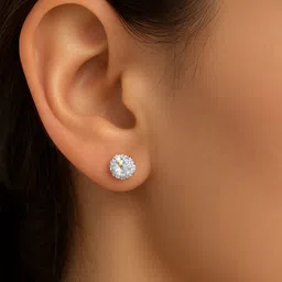 The Jewellery Tale Stainless Steel Silver-Plated Zirconia Studded Circular Shaped Studs-picture-21