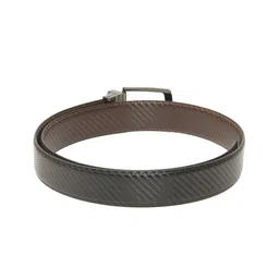 Cazzano Men Black Leather Reversible Belt With Buckle Closure image 2