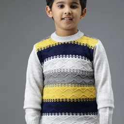 Anixa Boys Pack Of 2 Colourblocked Woollen Pullover-image-35
