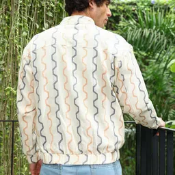 Campus Sutra Men Striped Lightweight Biker Jacket image 3