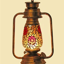 1ST TIME Brown & Multicoloured Textured Metal Traditional Rectangle Shaped Wall Lamp-image-75