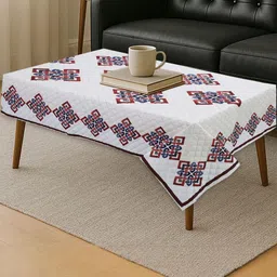 CROSMO Cream-Coloured Floral Cotton 4-Seater Table Cover image 4