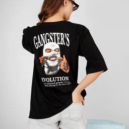 MIMID Women Graphic Printed Round Neck Cotton Oversized T-shirt-image-67