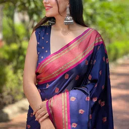 all about you Woven Design Zari Silk Blend Paithani Saree image 3