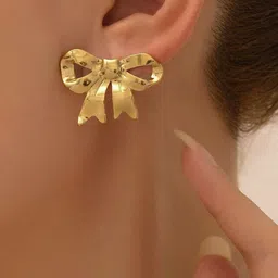 Designs & You Stainless Steel Gold-Plated Bow Shaped Studs image 2