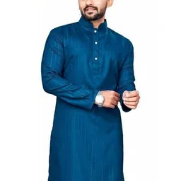Krudha Fashion Men Striped Thread Work Pathani Kurta image 4