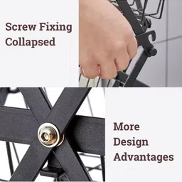 go hooked Foldable 3-Tier Metal Storage Basket with Wheels image 4