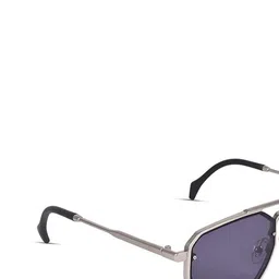 SPADEACES Unisex Black Lens & Silver-Toned Rectangle Sunglasses With UV Protected Lens image 4