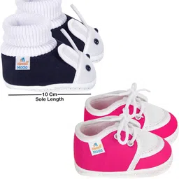 NESKA MODA 0 To 6 Month Newborn Baby 2 Pair Set Unisex Soft SkinFriendly Cotton Rabbit Lace Booties image 3