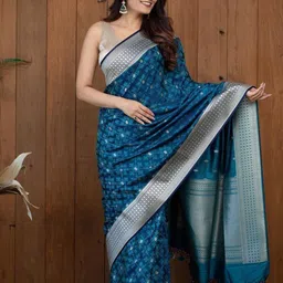 SWEETPEL Ethnic Motifs Woven Design Zari Banarasi Saree image 3