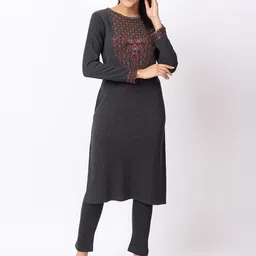 KEIKO Ethnic Motifs Woven Design Acrylic Straight Kurta image 1