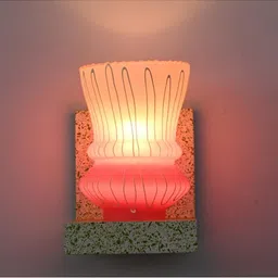 1ST TIME Pink & Pink Textured Wood Contemporary Abstract Shaped Shaped Wall Lamp image 2