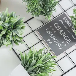 Dekorly Set Of 3 Non-Hanging Green Plastic Artificial Flowers & Plants with Pot image 2