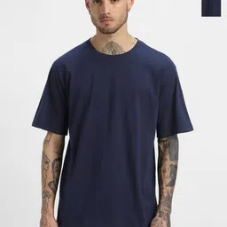 GLOWBERRY Men Pack of 2 Solid Round Neck Cotton Oversized T-shirts-picture-17