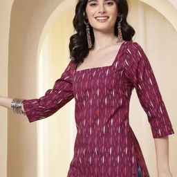 Anouk Rustic Printed Square Neck Pure Cotton Kurti image 4