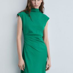 MANGO High Neck Draped A-Line Midi Dress-picture-49