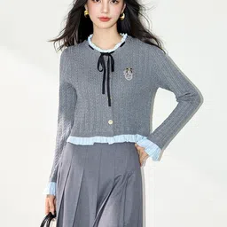 JC Collection Women Cable Knit Crop Cardigan image 3