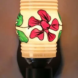1ST TIME Multicoloured & Peach-Coloured Printed Wood Traditional Cylinder Shaped Wall Lamp image 5