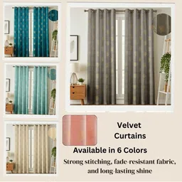 GEET CREATIONS Teal & Beige Set of 2 Floral Long Door Curtain image 4