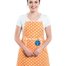HOMESTIC 3-Pcs Orange Printed Waterproof Apron With Front Pocket-picture-40