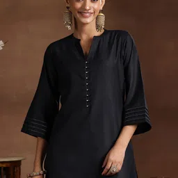 Libas Mandarin Collar Straight Kurta With Salwar & Dupatta image 2