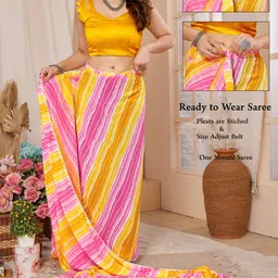 KALINI Striped Printed Pure Georgette Saree image 5