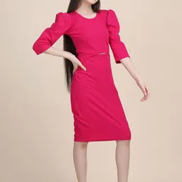FIXOCRA Puff Sleeve Sheath Dress image 2