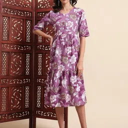 KALINI Floral Print Fit & Flare Dress-picture-17