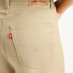 levi's Women's Khaki Ribcage Bell Bottom Wide Leg Fit High Rise Jeans image 4