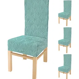Yellow Weaves Blue 4 Pieces Jacquard Textured Stretchable Chair Covers-picture-56