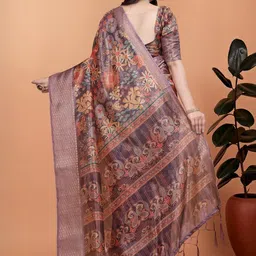 Mameraa Floral Printed Zari Saree image 3