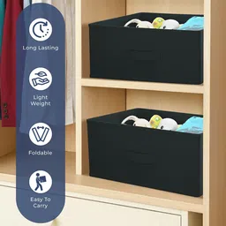 Kuber Industries Black 6 Pieces Textured Non-Woven Drawer Organiser-26 L Each image 2