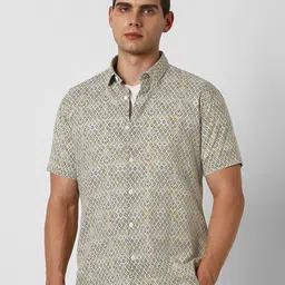 van heusen V Dot Men Ethnic Motifs Printed Spread Collar Pure Cotton Casual Shirt-picture-41