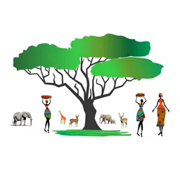 Decor Villa Multicolor Tribal Ladies with Animals Wall Sticker-image-77