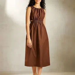 Lounge Dreams Women Pure Cotton Sleeveless Fit and Flare Midi Dress-image-11