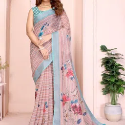 Demure Clothing Co Floral Linen Blend Handloom Saree-picture-35