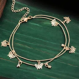 DressBerry Women Gold Tone Butterfly Beads & Charm Fashion Anklet-picture-39