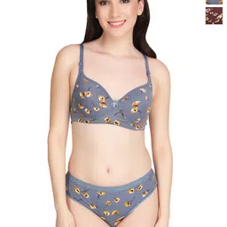 Liigne Women Pack Of 2 Everyday Printed Padded Bra Pure Cotton Lingerie Set-picture-11