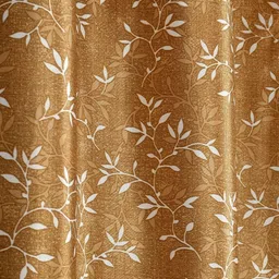 GEET CREATIONS Gold-Toned Set of 2 Floral Room Darkening Long Door Curtain image 3