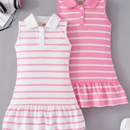 Knit Vey Striped GIRLS COTTON FROCK PACK OF 2-picture-39