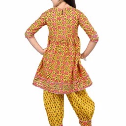 BAESD Girls Floral Printed Panelled Gotta Patti A-Line Kurta with Patiala image 2