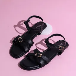 Inc 5 Women Striped Open Toe Flats with Buckles-picture-46