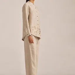 Ganga Undyed Natural Linen Embroidered Co-Ord Set image 2