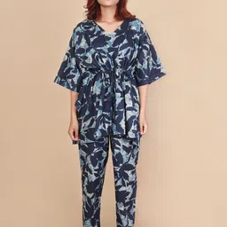 BREATHABLES Women Abstract Printed V-Neck Kaftan Night suit-picture-22