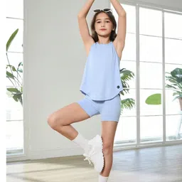 SPORTING NATION Girls Lavender Solid Cross Back Activewear Tank Top.-image-75