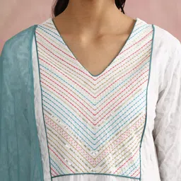 Khushal K Women Pleated Kurta with Palazzos & With Dupatta image 4